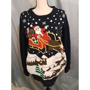 Rue+  Santa and Rudolf Christmas sweater